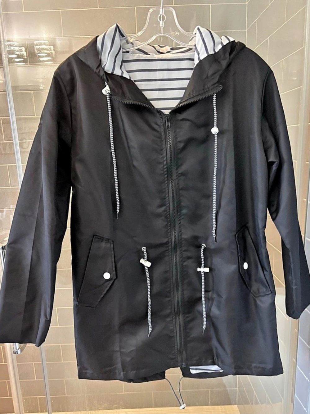 Women's Black Hooded Utility Jacket Like New